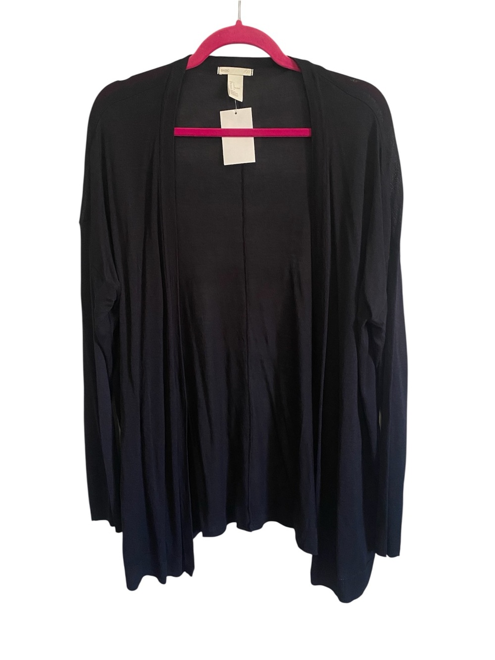 H&M Basic Womens Large Black Cardigan Open Front Lightweight Officewear NWT